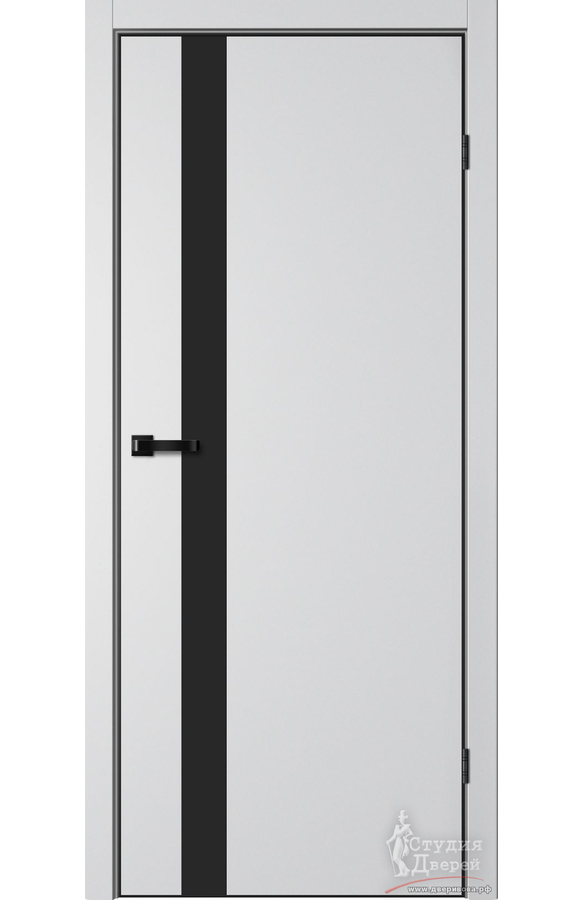 Полотно дверное глухое TR06 GVI цвет сильвер (черная алюм. кромка с 4-х сторон, магнитная защелка) ЧЕРНОЕ СТЕКЛО